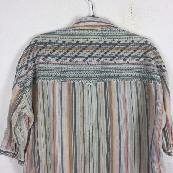 Anthropologie Akemi And Kin Embroidered Striped Button Down Top XS/S Oversized - Picture 11 of 12